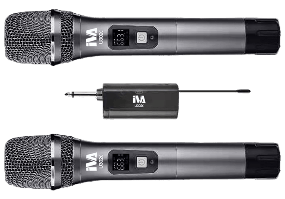 IVA U302CH2 2x30 CH UHF Dongle Wireless Microphone, 2 Handheld Mic
